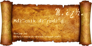 Mácsik Árpád névjegykártya