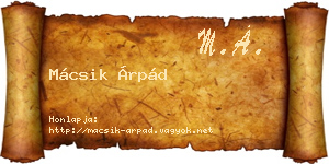 Mácsik Árpád névjegykártya